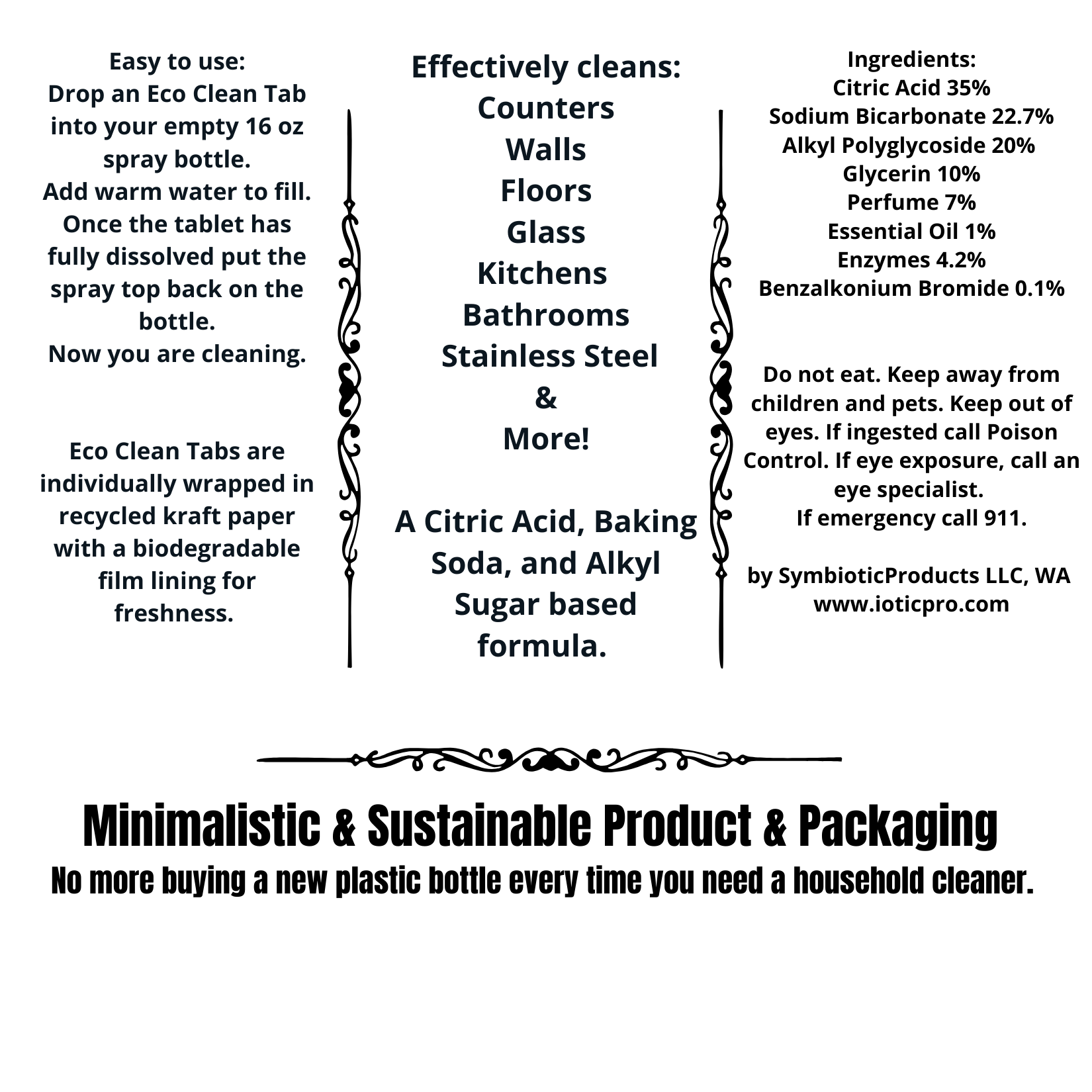 300 Eco Clean Tabs | All-Purpose Cleaner | BULK | Refills: Red Rose