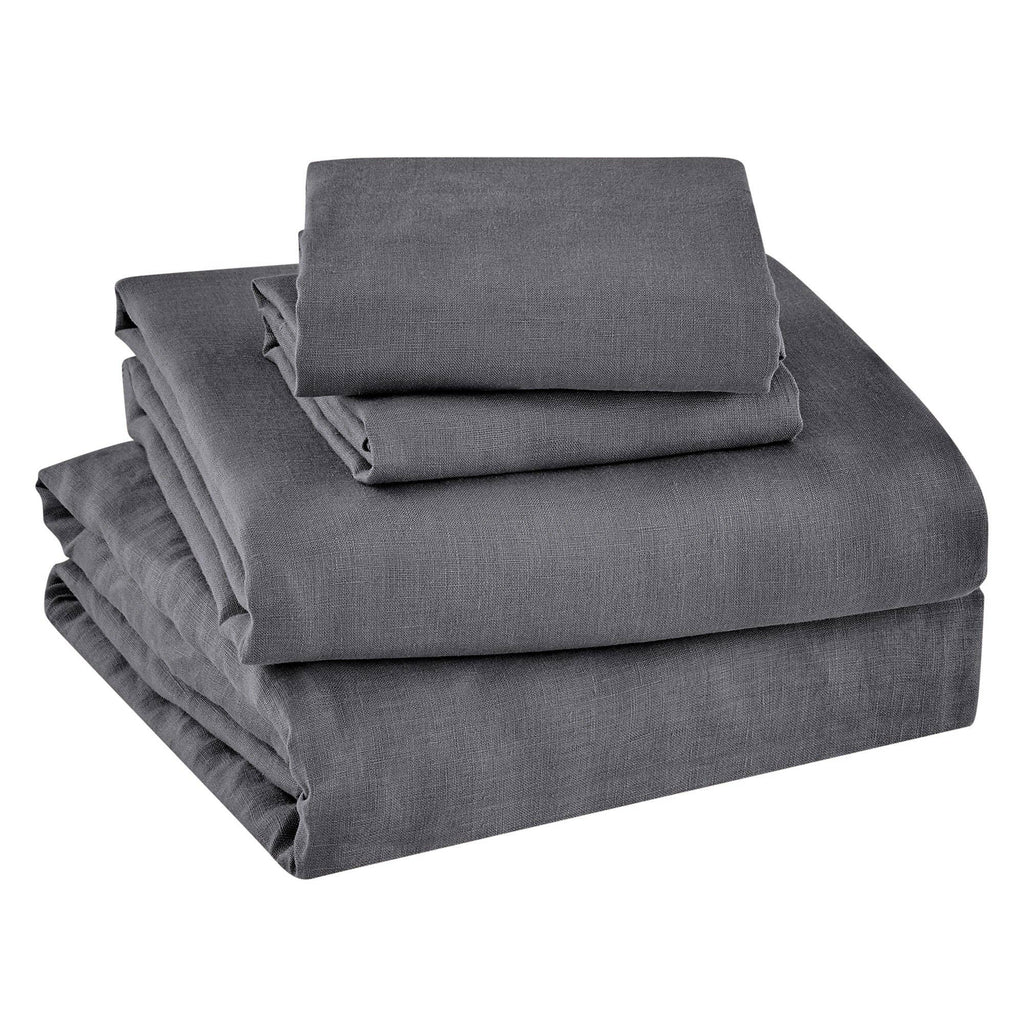 French Flax Washed Linen Sheet Set: White / Cal King