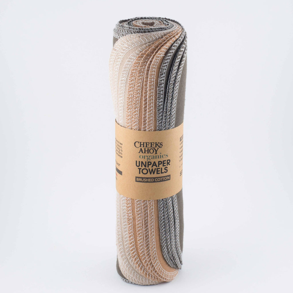 Non-Paper Towels - Organic Brushed Cotton : Earth Tones / 12-pk
