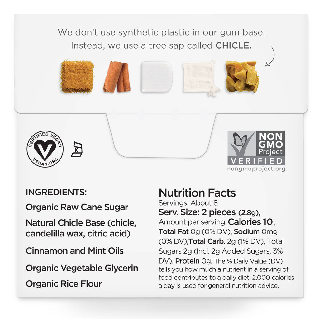 Cinnamon Chewing Gum - Natural + Plastic-Free | 12 Pack
