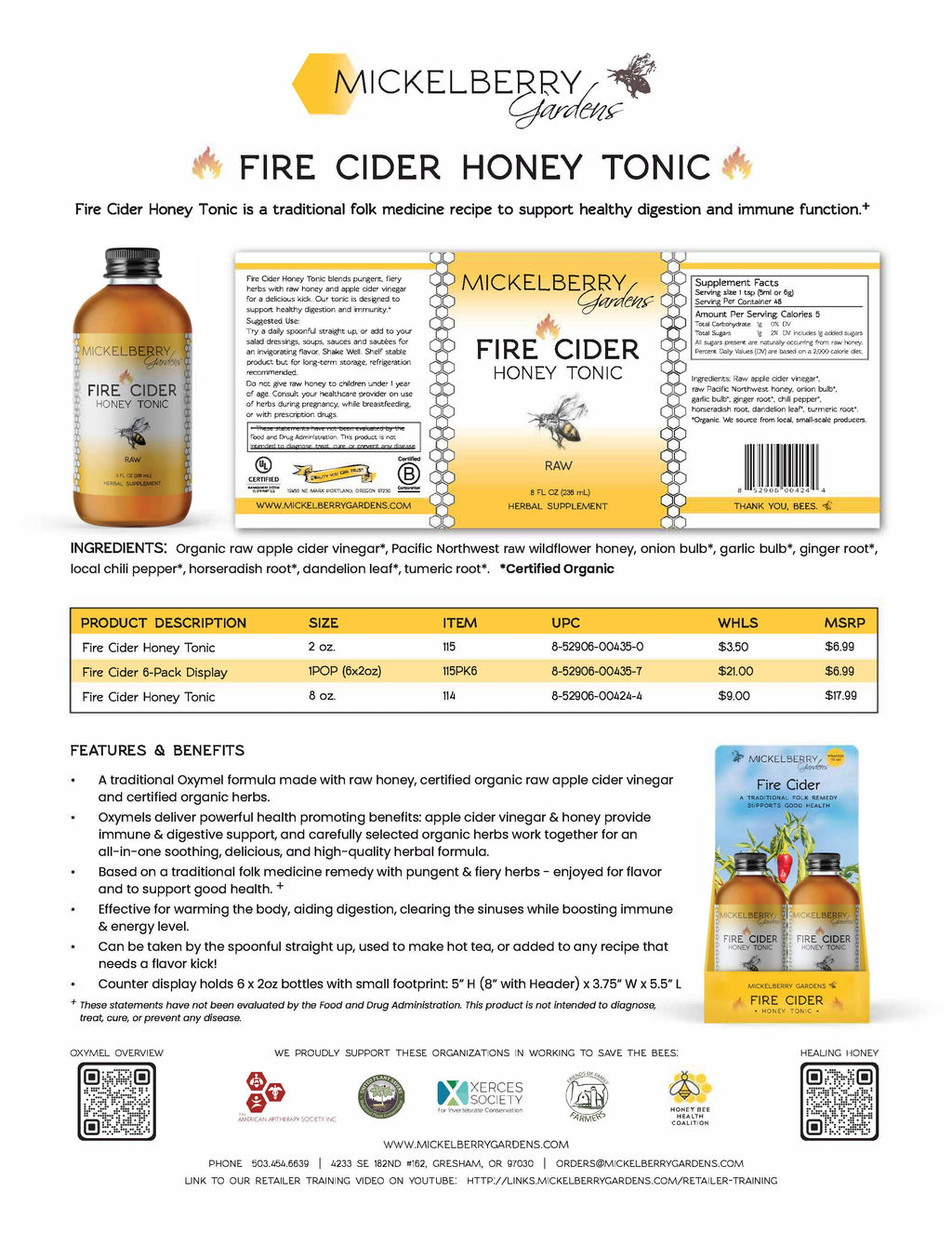 Fire Cider Honey Tonic — immune booster: 8oz