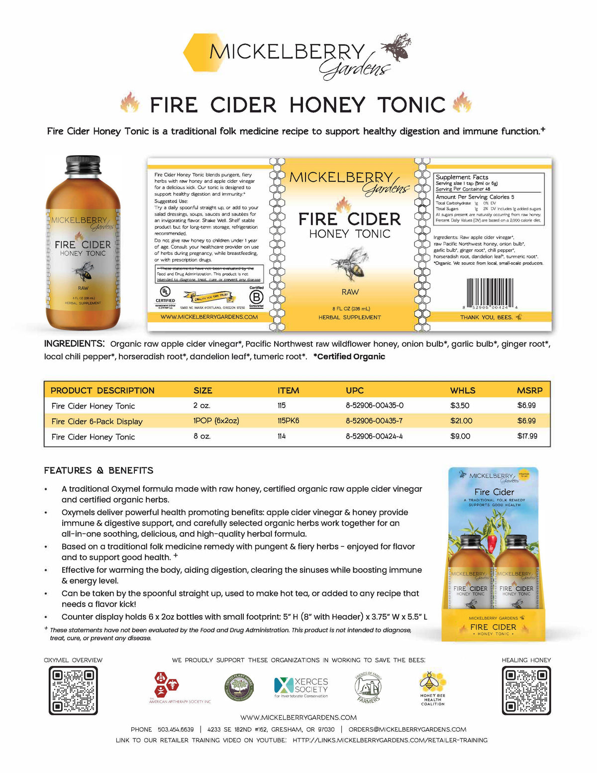 Fire Cider Honey Tonic — immune booster: 8oz