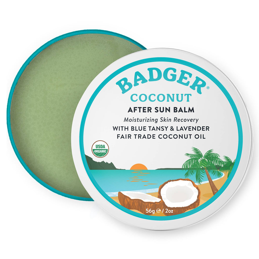 Badger Coconut After Sun Balm, Soothing Sunburn Relief: 2 oz Tin