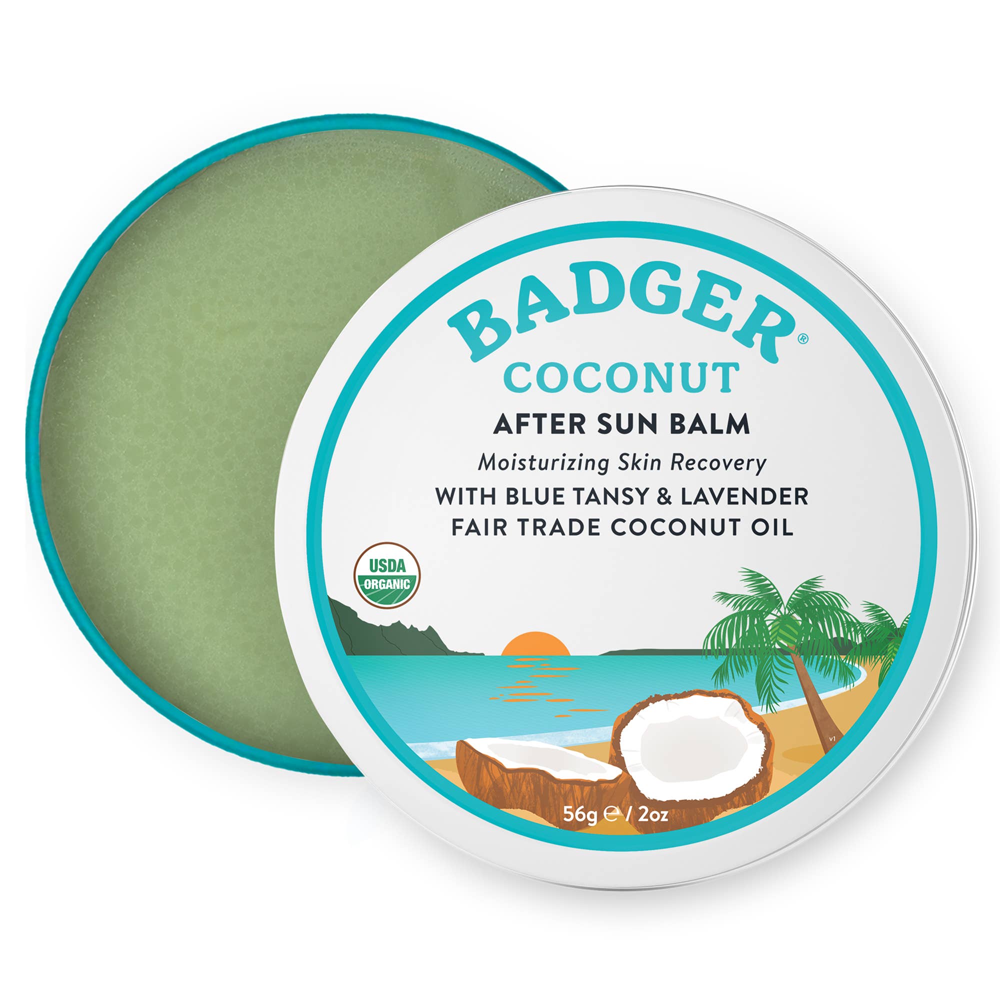 Badger Coconut After Sun Balm, Soothing Sunburn Relief: 2 oz Tin