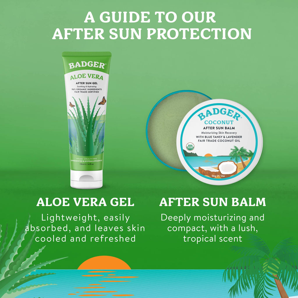 Badger Aloe Vera Gel for Face & Body, Sunburn Relief: 4 oz Tube