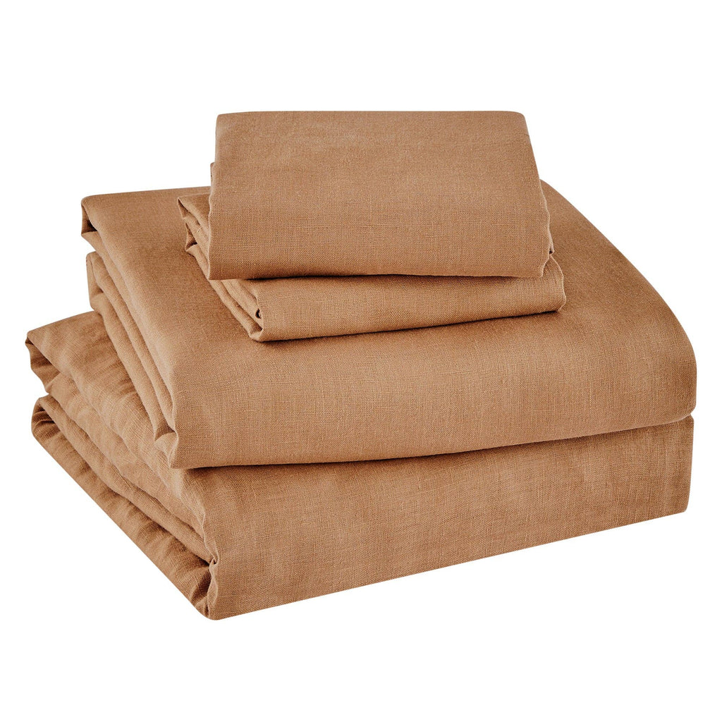 French Flax Washed Linen Sheet Set: White / Cal King