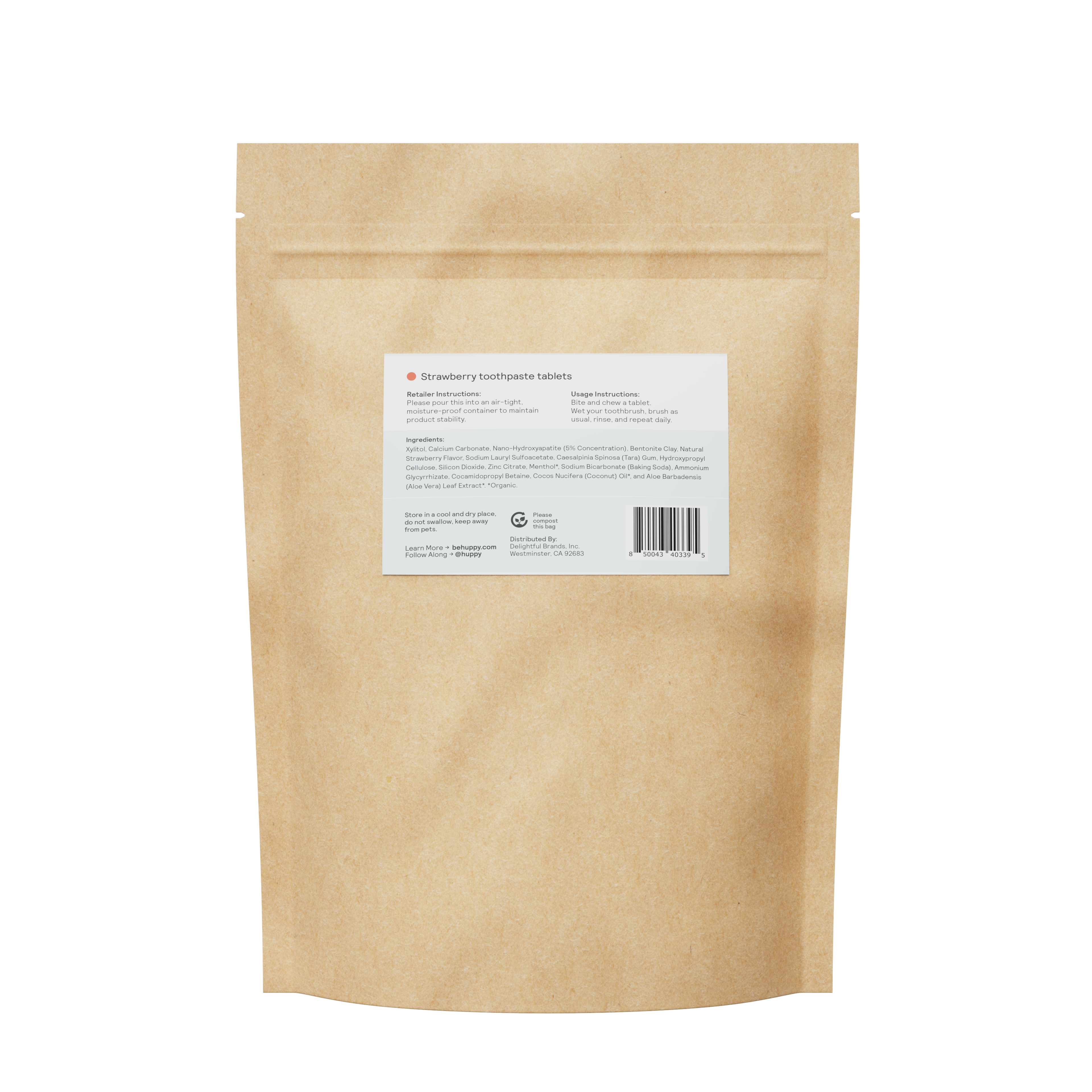 Fluoride-Free Toothpaste Tablets | Bulk 32oz | Strawberry
