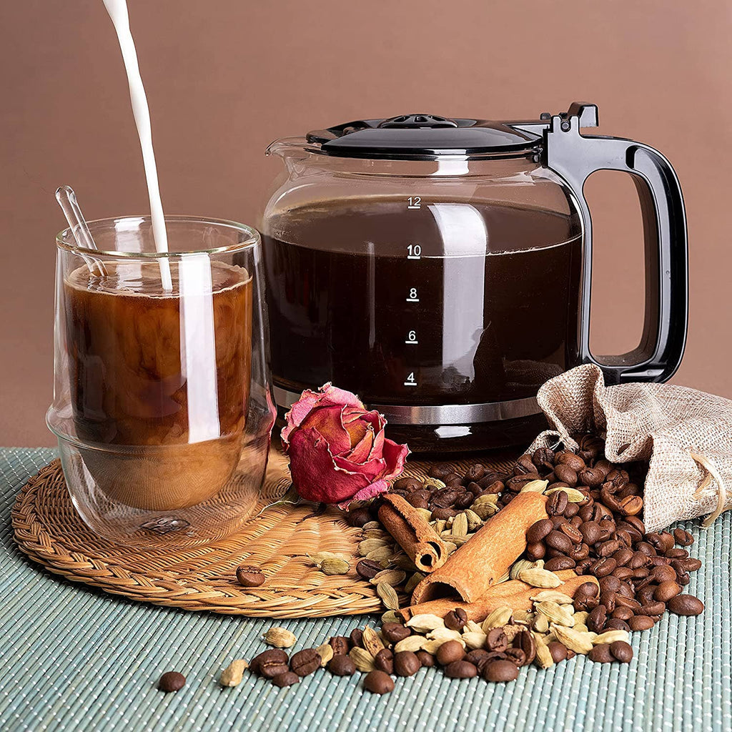 Mixpresso 12-Cup Drip Coffee Maker, Coffee Pot Machine Including Reusable And Removable Coffee Filter, Borosilicate Glass Carafe