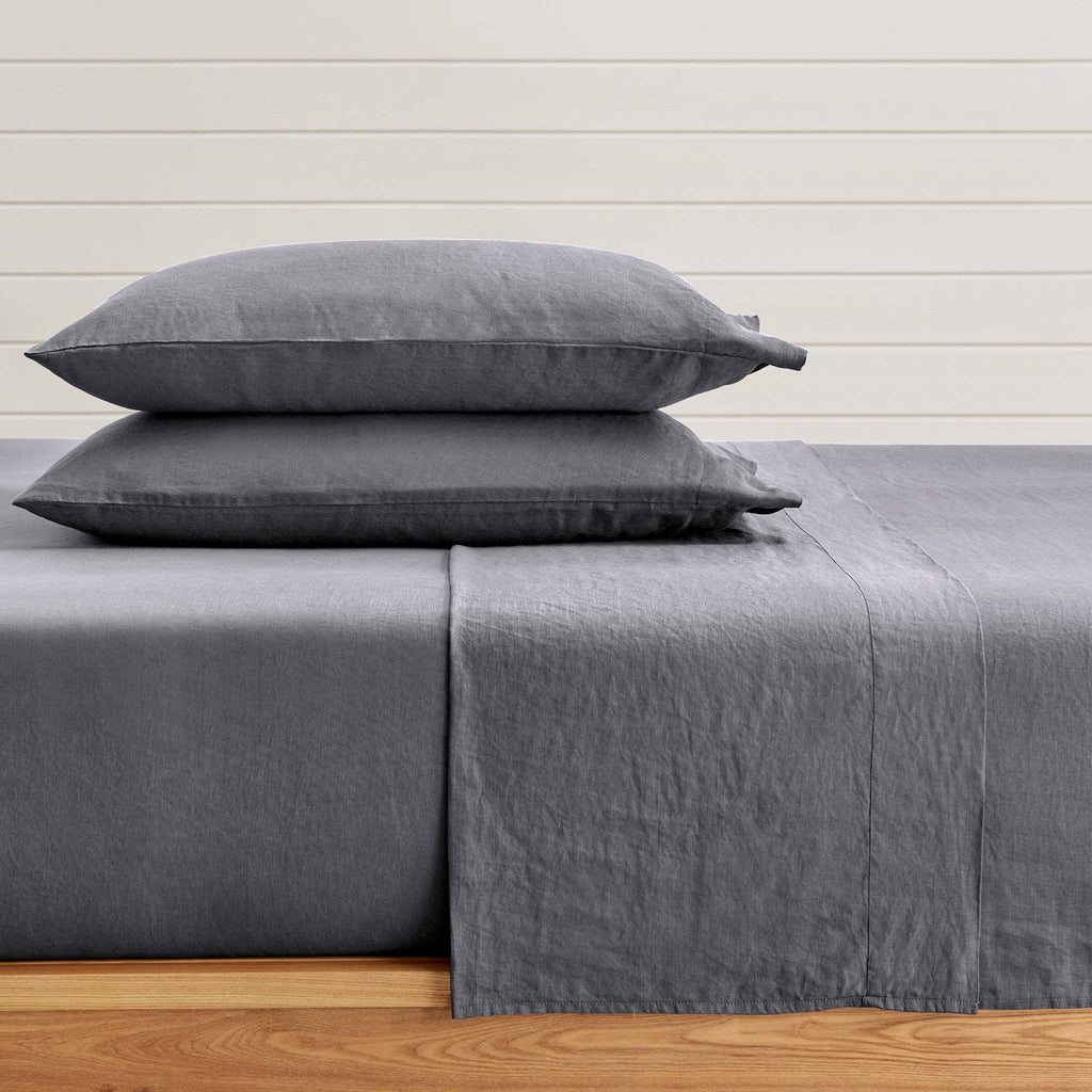 French Flax Washed Linen Sheet Set: White / Cal King