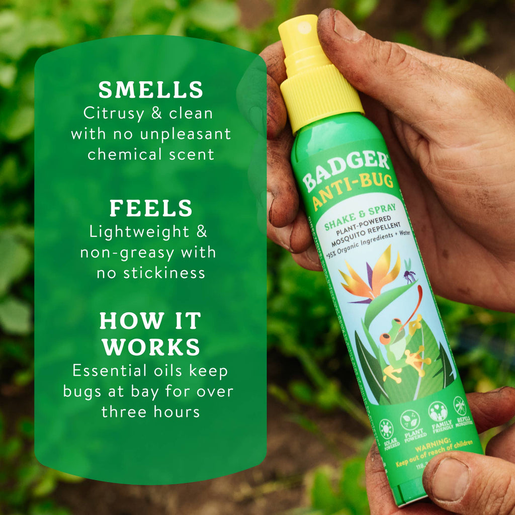 Badger Bug Spray, Mosquito Repellent, Organic & Deet-Free: 2.7 fl oz Aluminum Bottle