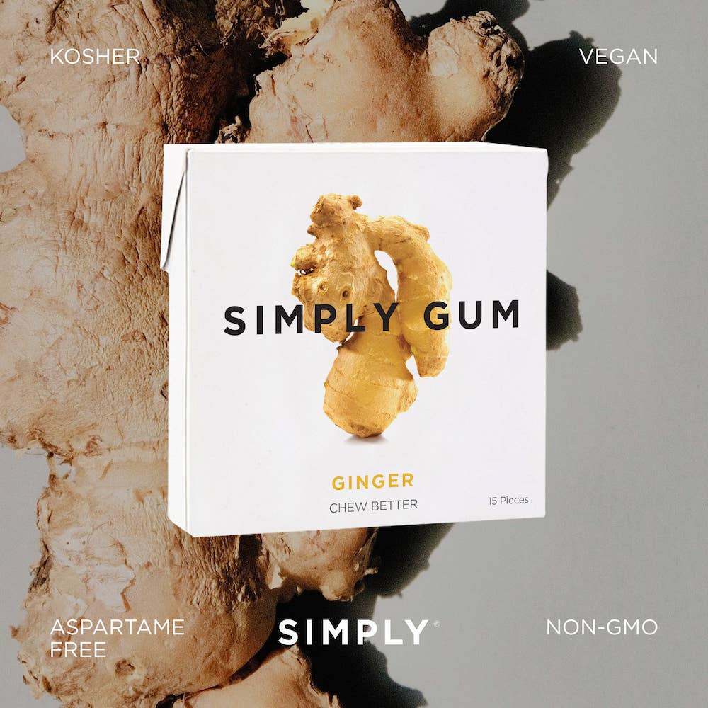 Ginger Chewing Gum - Natural + Plastic-Free | 12 Pack
