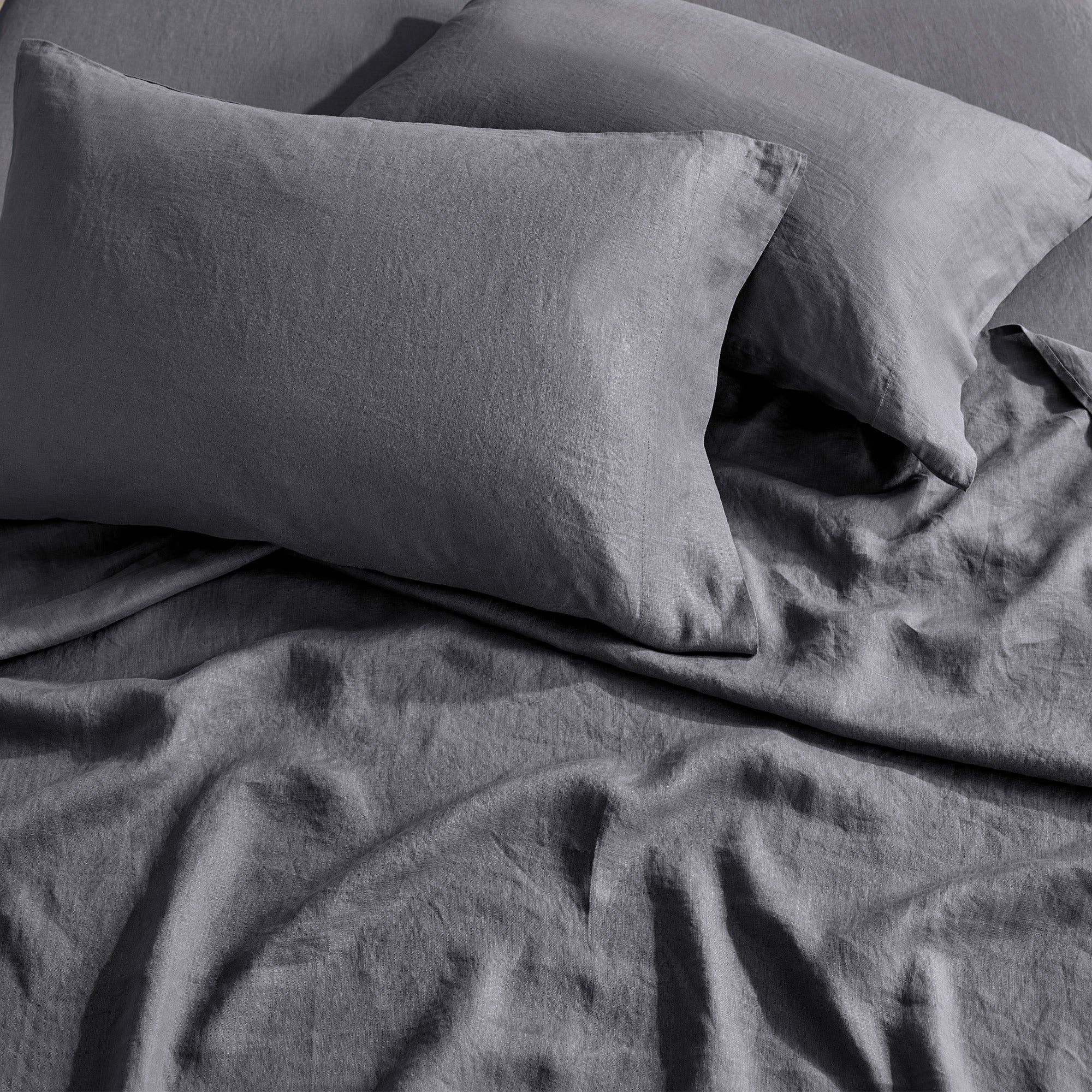 French Flax Washed Linen Sheet Set: White / Cal King