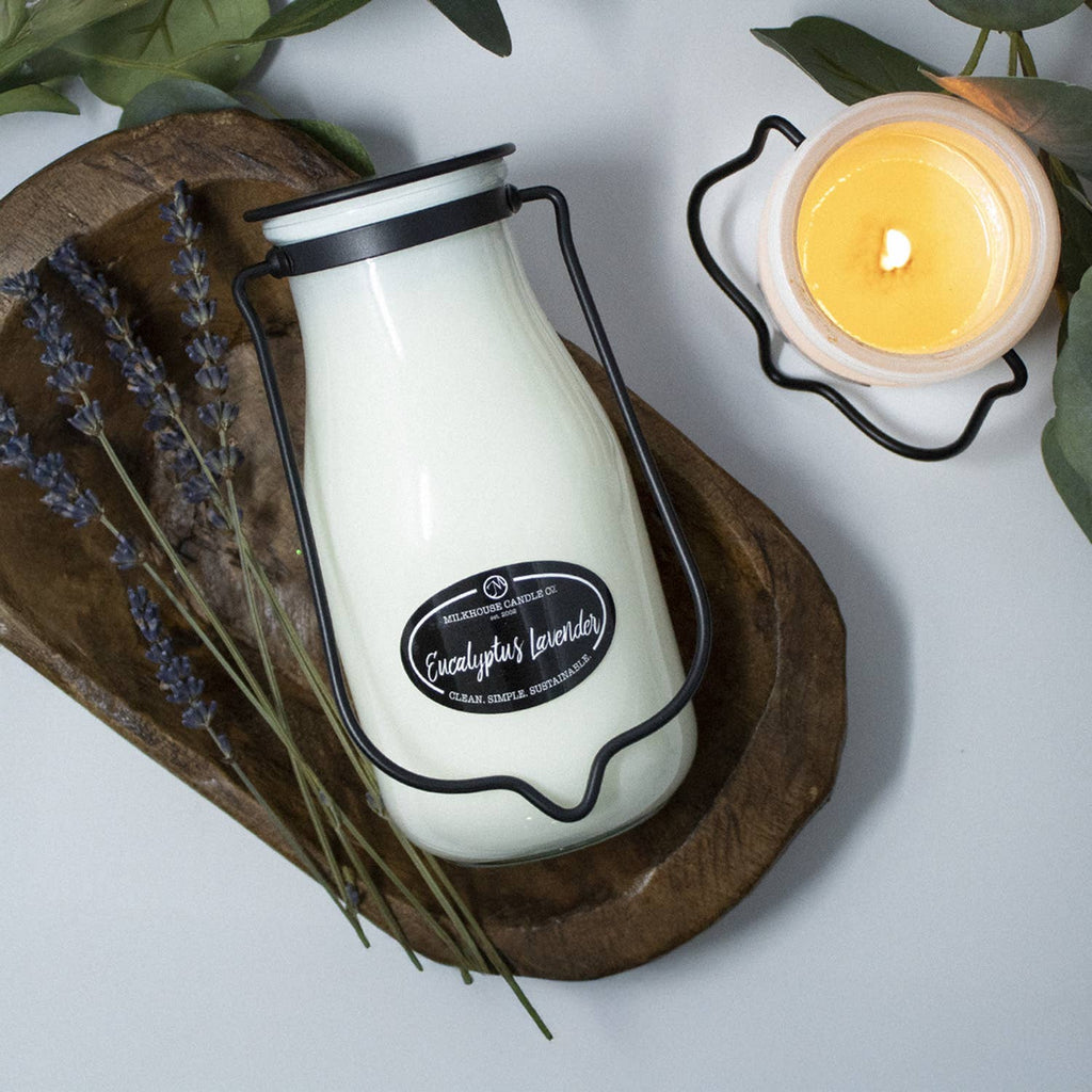 14 oz Milkbottle Candle: Eucalyptus Lavender