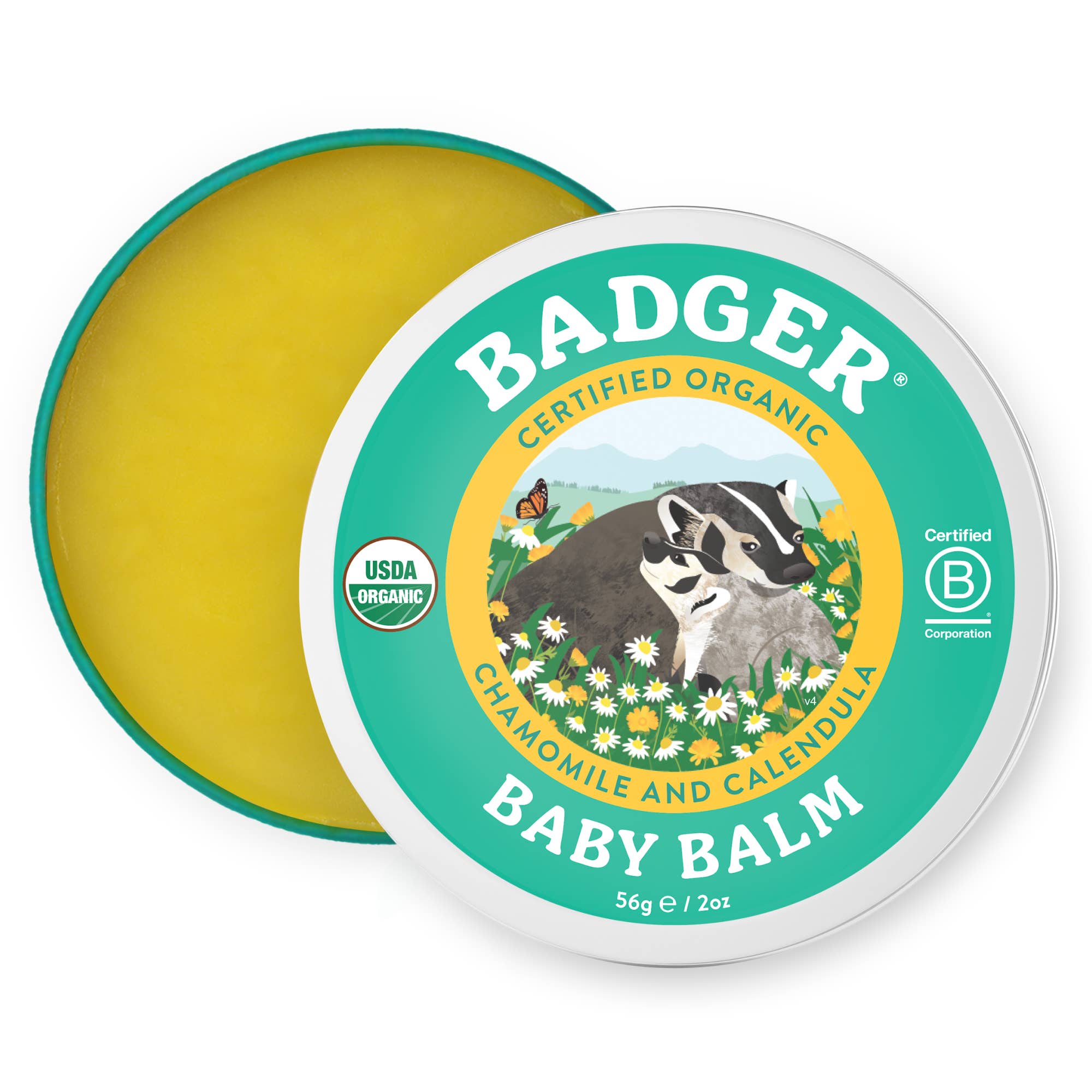 Badger Baby Balm, Soothes Diaper Rash, Cradle Cap & Dry Skin: 2 oz Tin