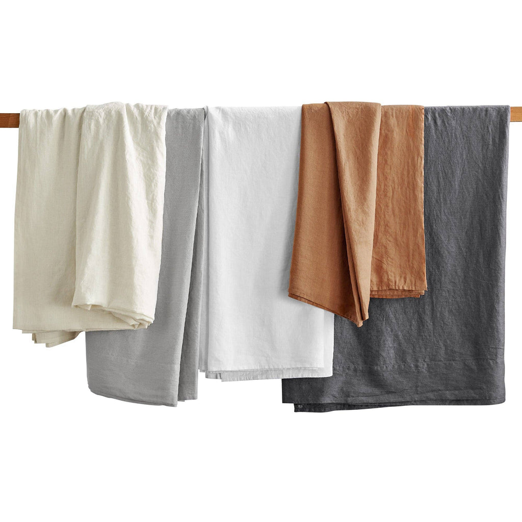 French Flax Washed Linen Sheet Set: White / Cal King