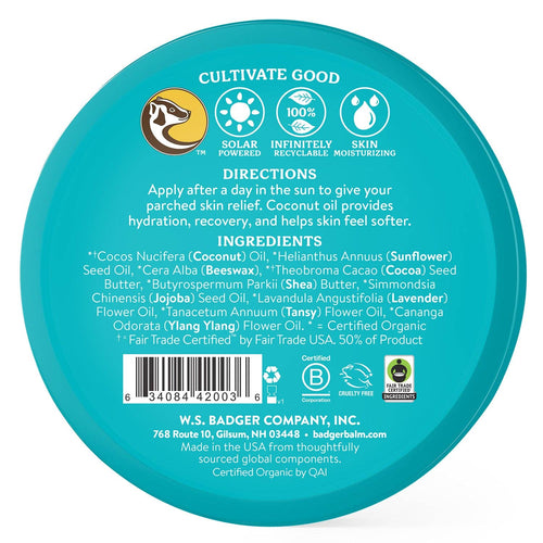 Badger Coconut After Sun Balm, Soothing Sunburn Relief: 2 oz Tin