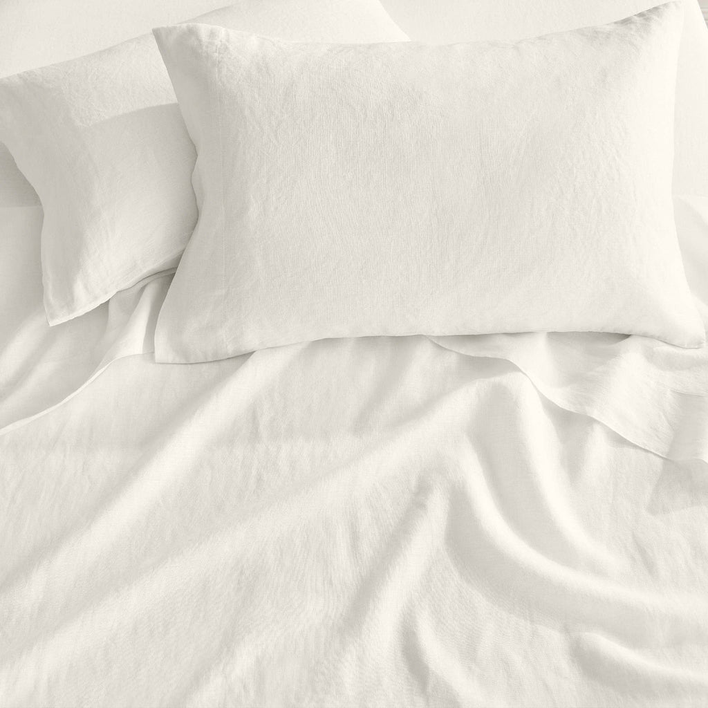 French Flax Washed Linen Sheet Set: White / Cal King