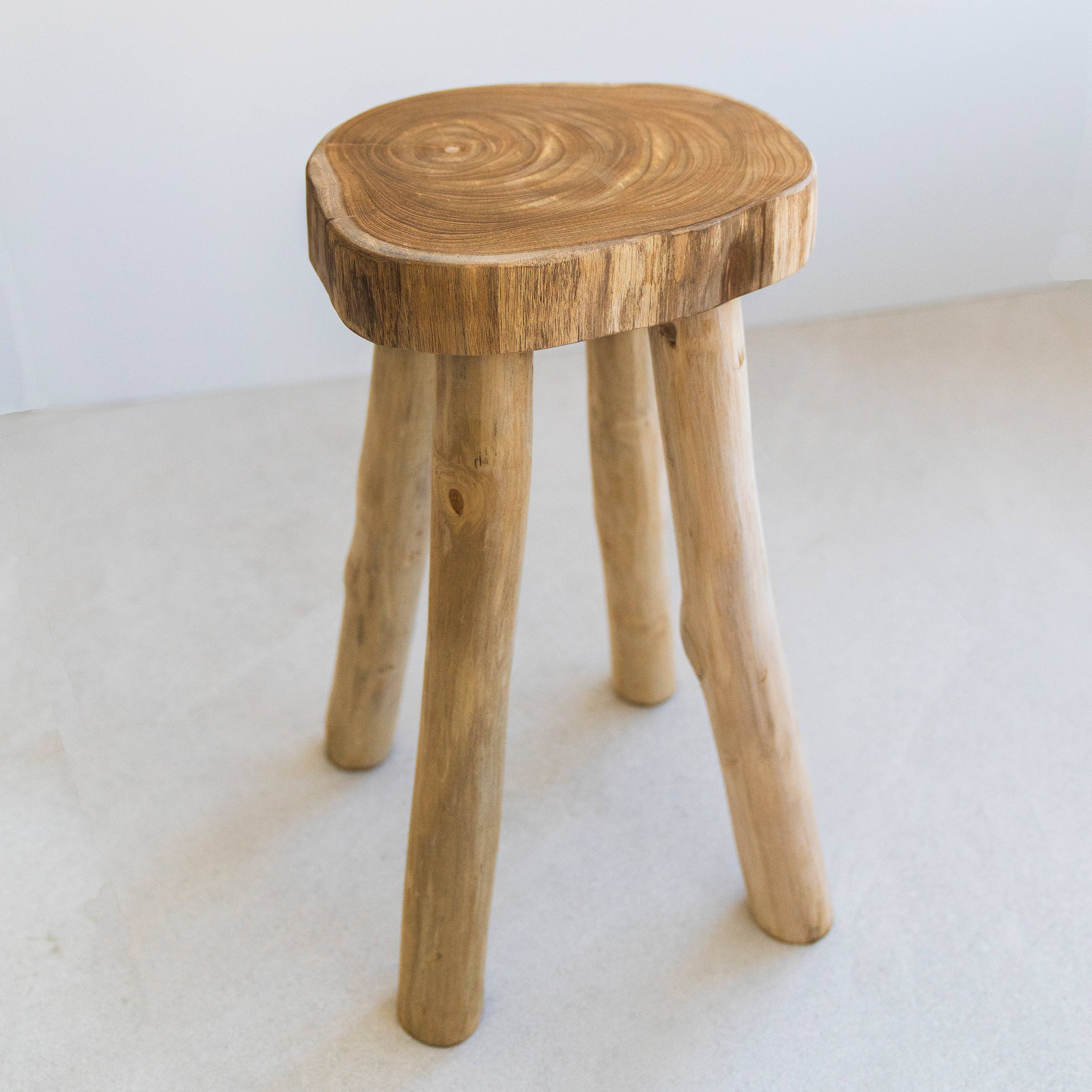 Teak Wooden Stool Side Table,Small Nightstand Bathroom Caddy: Large