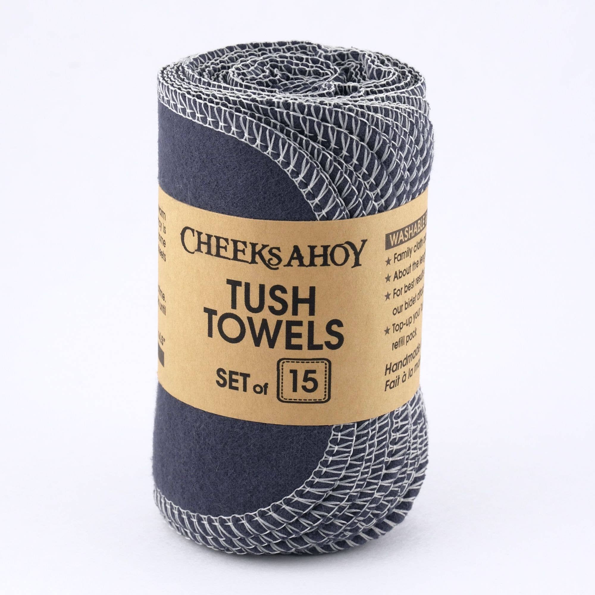 Tush Towels - Reusable Toilet Tissue: Charcoal / 25-pack