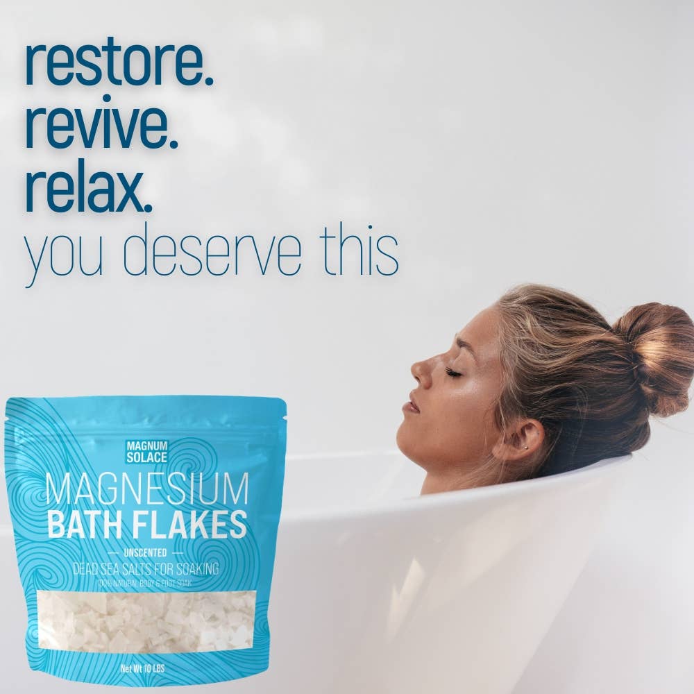 Magnesium Bath Flakes, Dead Sea Bath Salts, Unscented: 3 LB