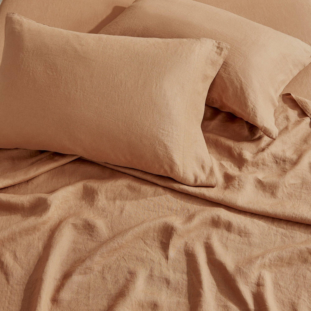 French Flax Washed Linen Sheet Set: White / Cal King