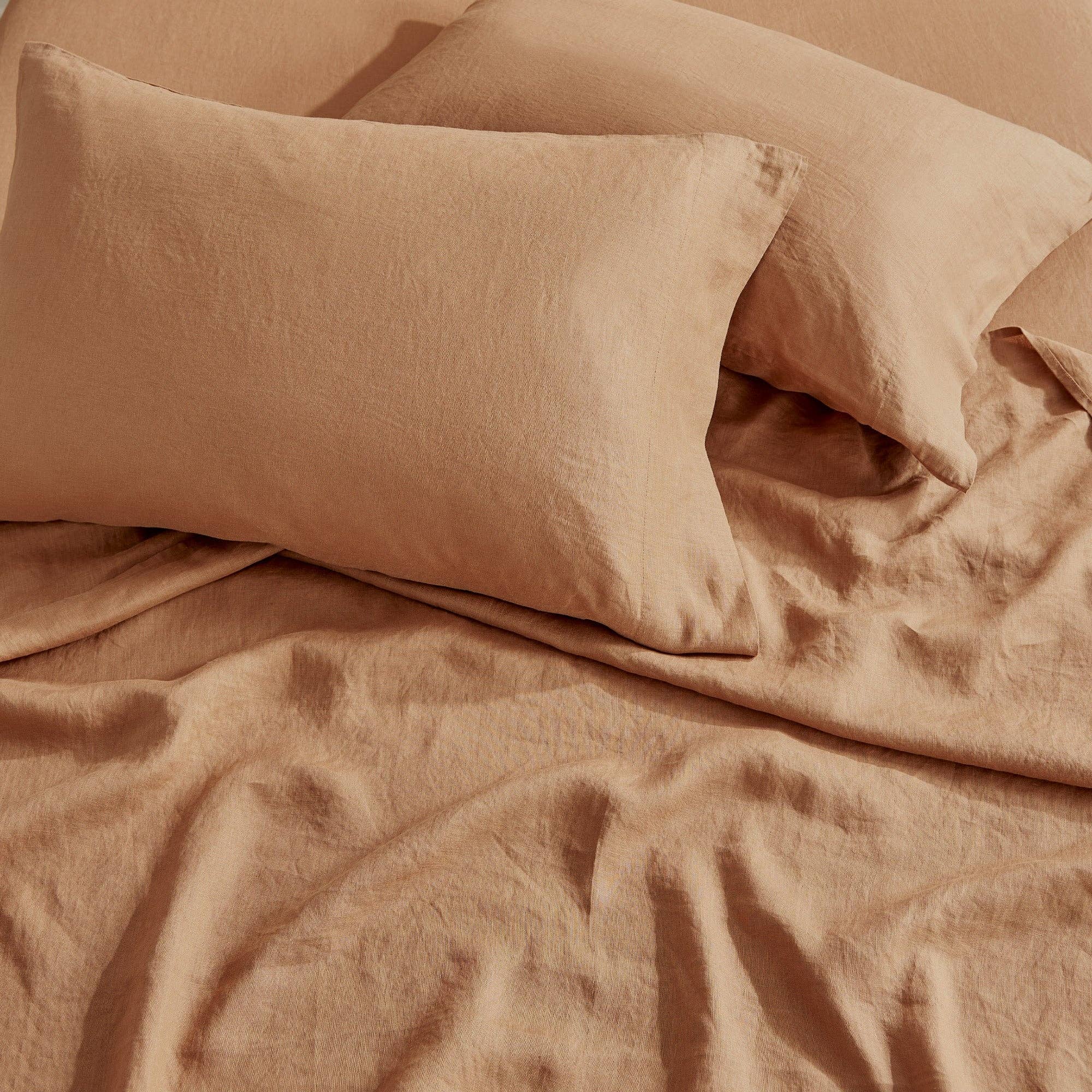 French Flax Washed Linen Sheet Set: White / Cal King