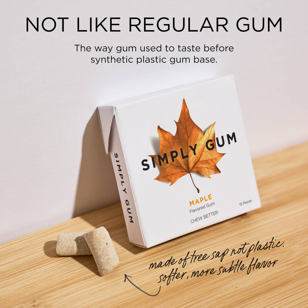 Maple Chewing Gum - Natural + Plastic-Free | 12 Pack