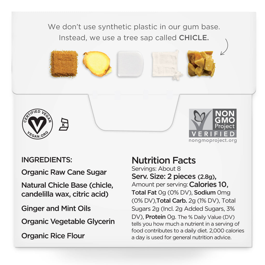 Ginger Chewing Gum - Natural + Plastic-Free | 12 Pack