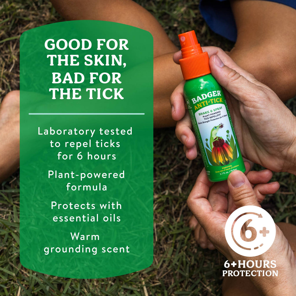 Badger Tick Spray, All Natural Tick Repellent, Deet-Free: 2.7 fl oz Aluminum Bottle