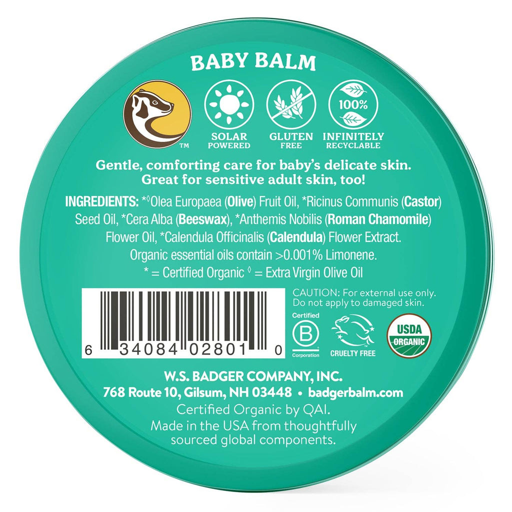 Badger Baby Balm, Soothes Diaper Rash, Cradle Cap & Dry Skin: 2 oz Tin