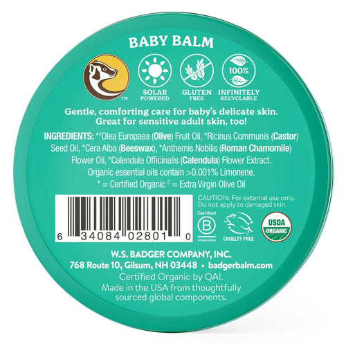 Badger Baby Balm, Soothes Diaper Rash, Cradle Cap & Dry Skin: 2 oz Tin
