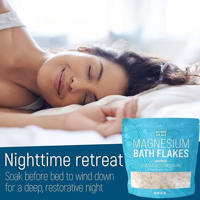 Magnesium Bath Flakes, Dead Sea Bath Salts, Unscented: 3 LB