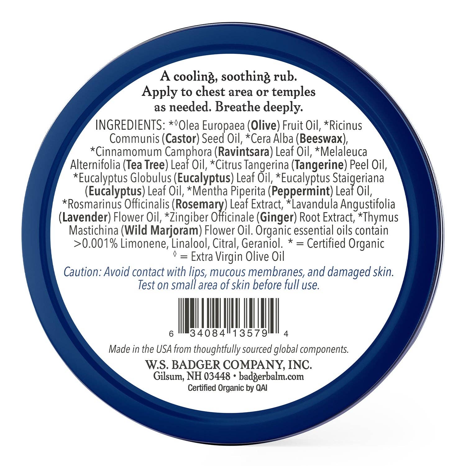 Badger Aromatic Chest Rub, Organic Chest Congestion Relief: 2 oz Tin
