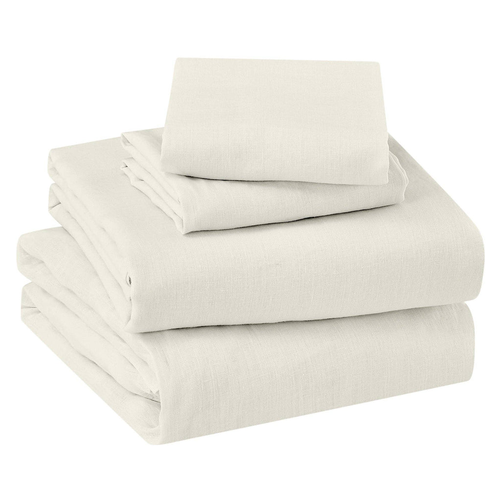 French Flax Washed Linen Sheet Set: White / Cal King