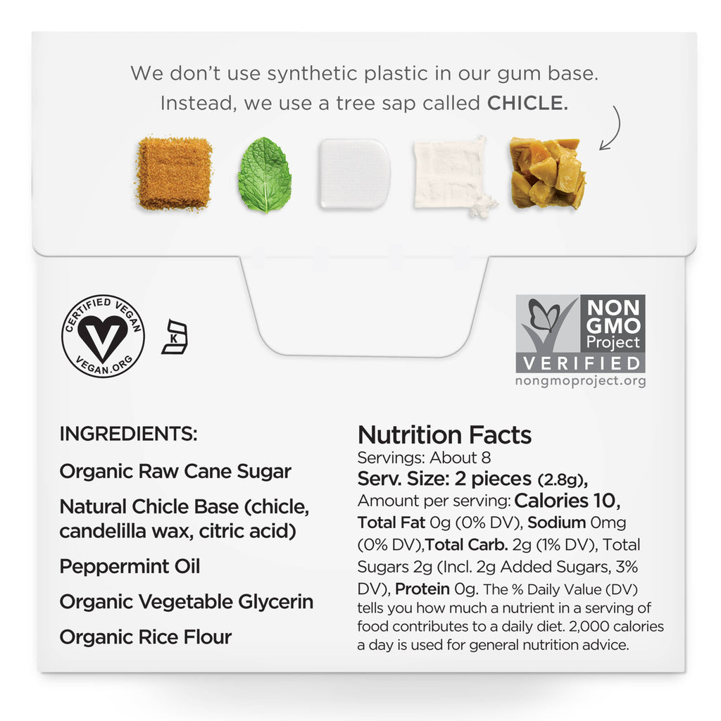 Peppermint Chewing Gum - Natural + Plastic-Free | 12 Pack