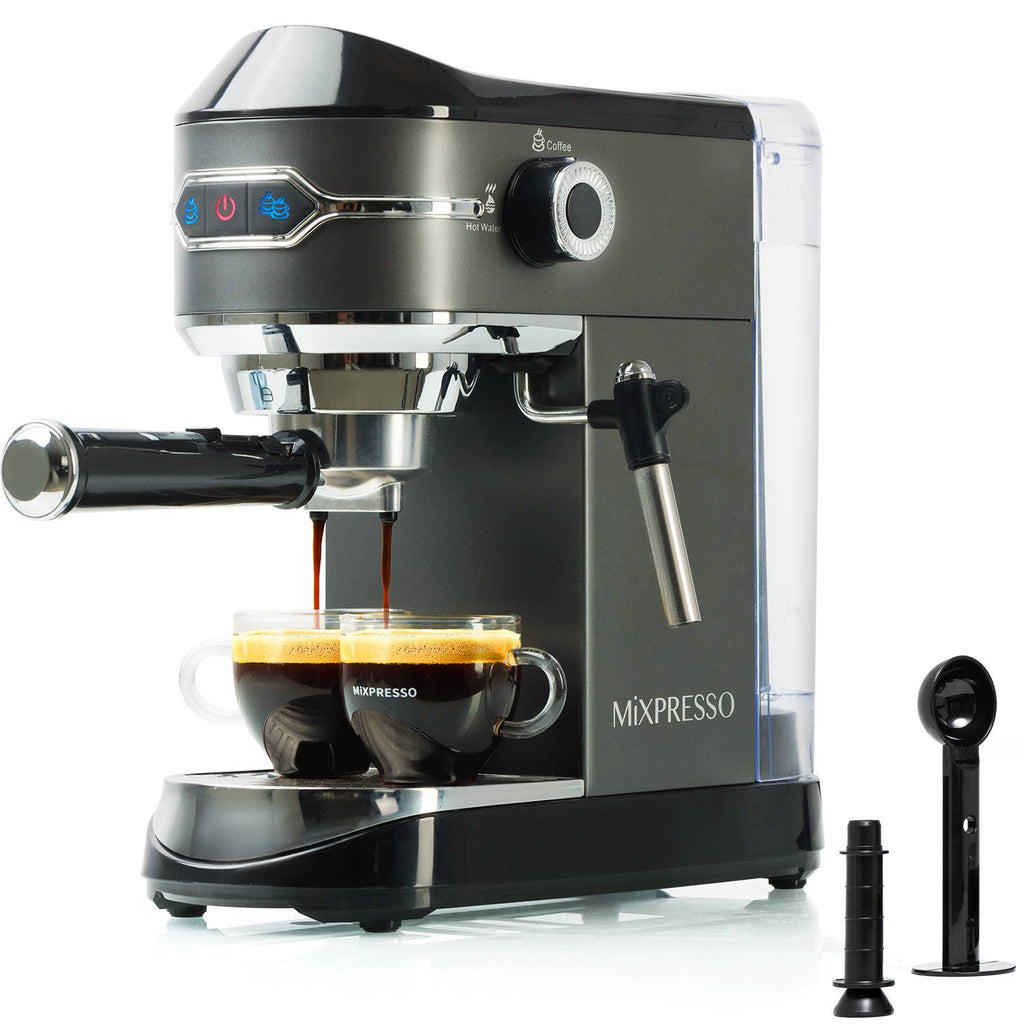 Mixpresso Espresso Maker, 15 Bar Espresso Machine With Milk Frother, Fast Heating Automatic Espresso Machine, Steam Wand For Latte and Cappuccino 37 Oz Removable Water Tank, 1450W Coffee Maker (Titanium Black)