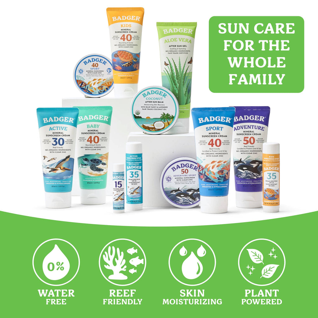 Badger Aloe Vera Gel for Face & Body, Sunburn Relief: 4 oz Tube