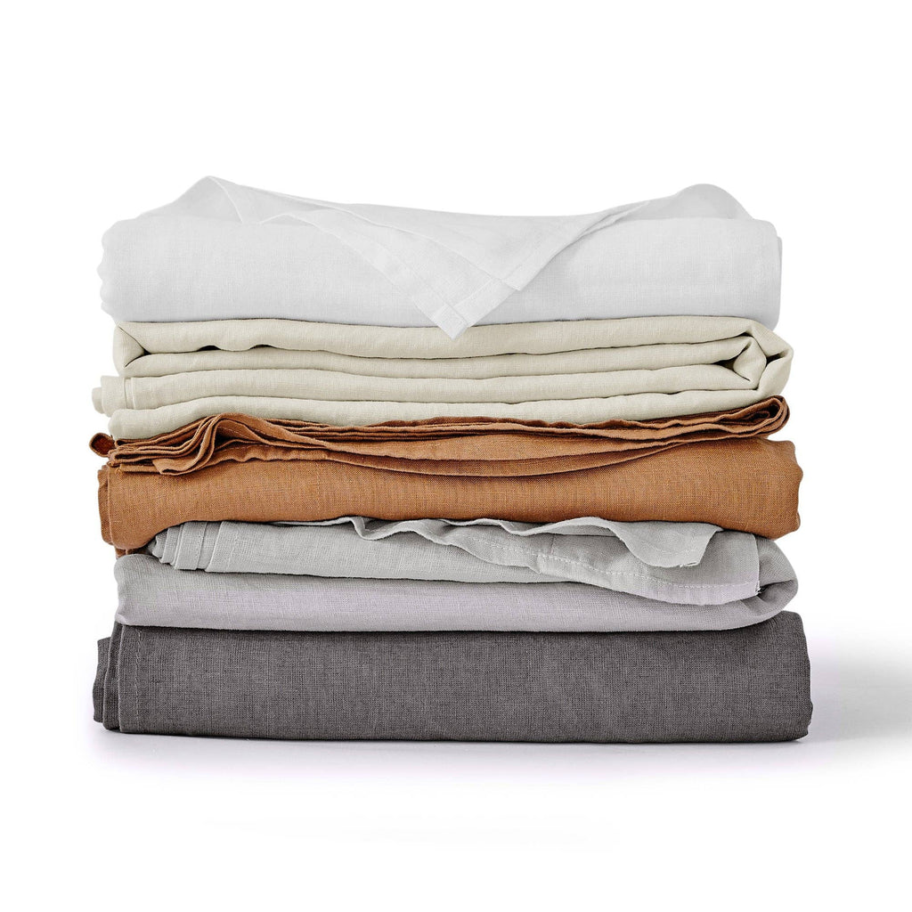 French Flax Washed Linen Sheet Set: White / Cal King