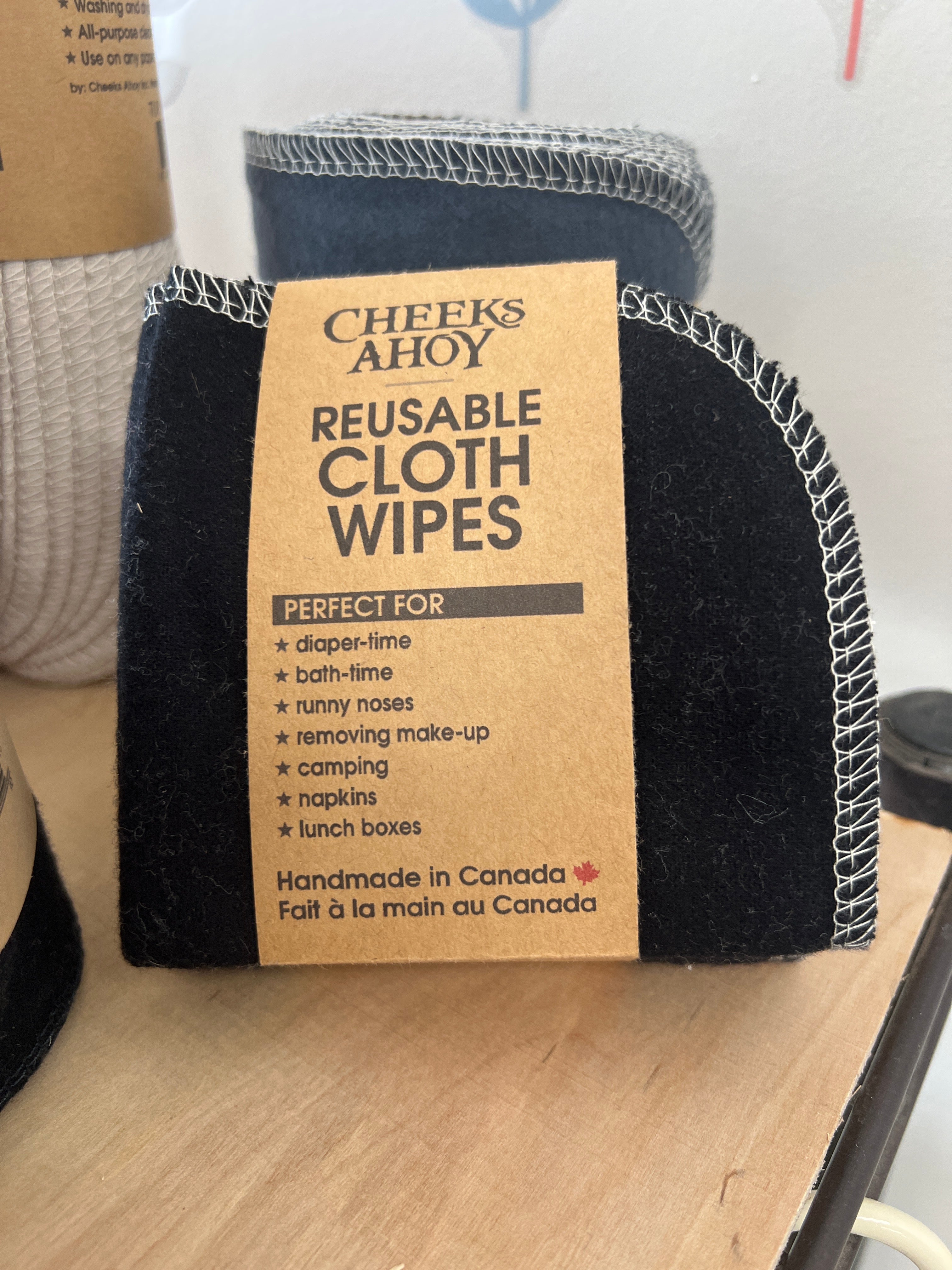 Reusable Cloth Wipes / Black / Cheeks Ahoy