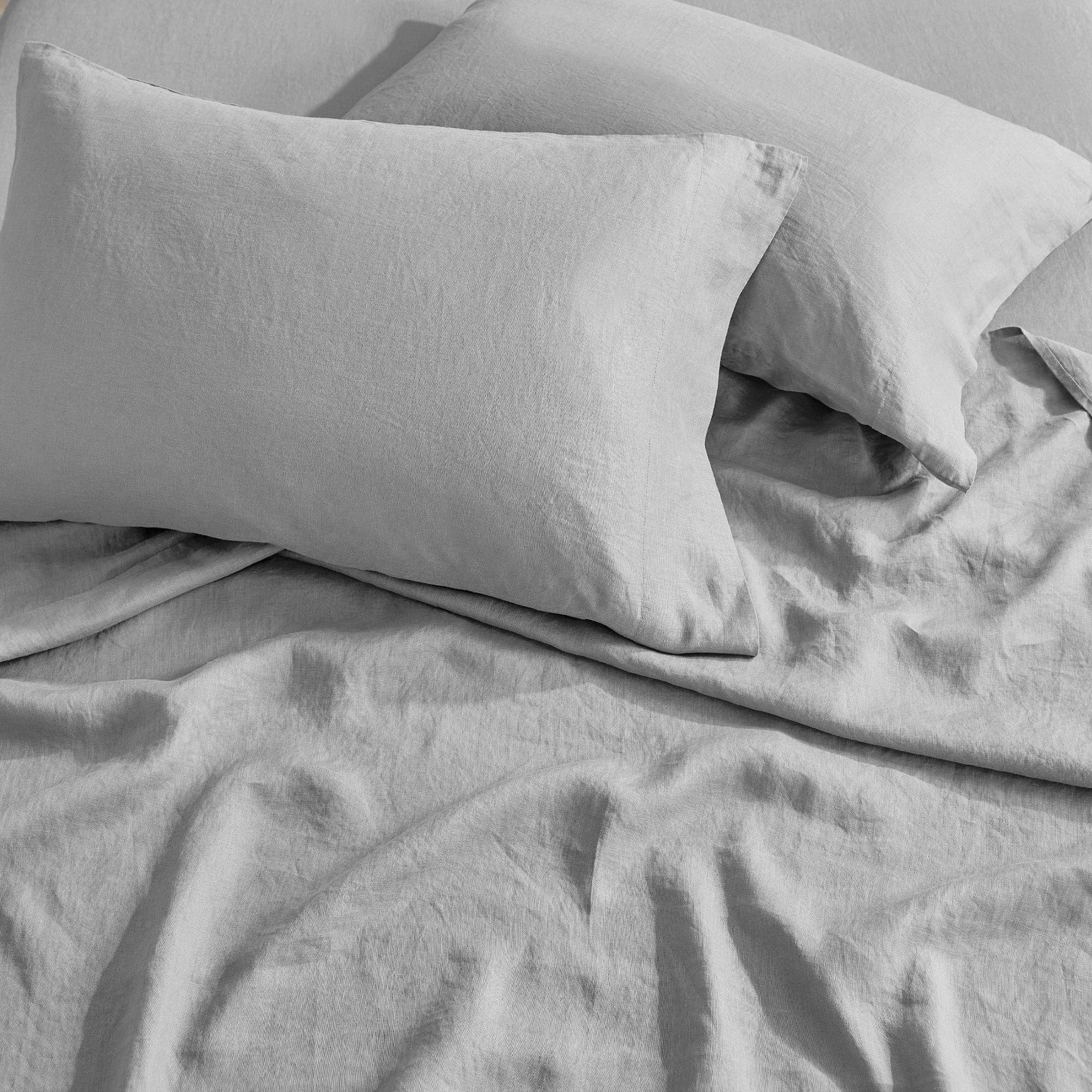 French Flax Washed Linen Sheet Set: White / Cal King