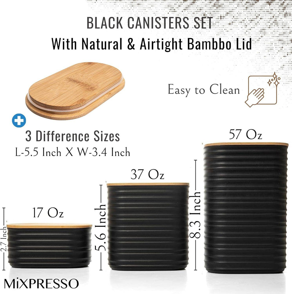 Mixpresso 3 Piece Set Of Airtight Plastic Canister With Bamboo Lid, Canister Set Kitchen Decor For Counter: Light Green