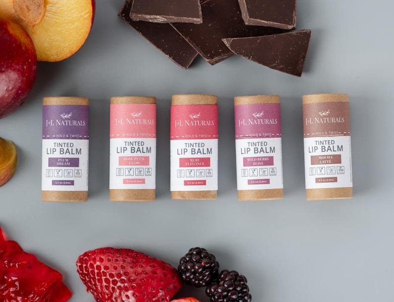 Natural Colored Lip Balms - 5 scents: Wild Berry Bless