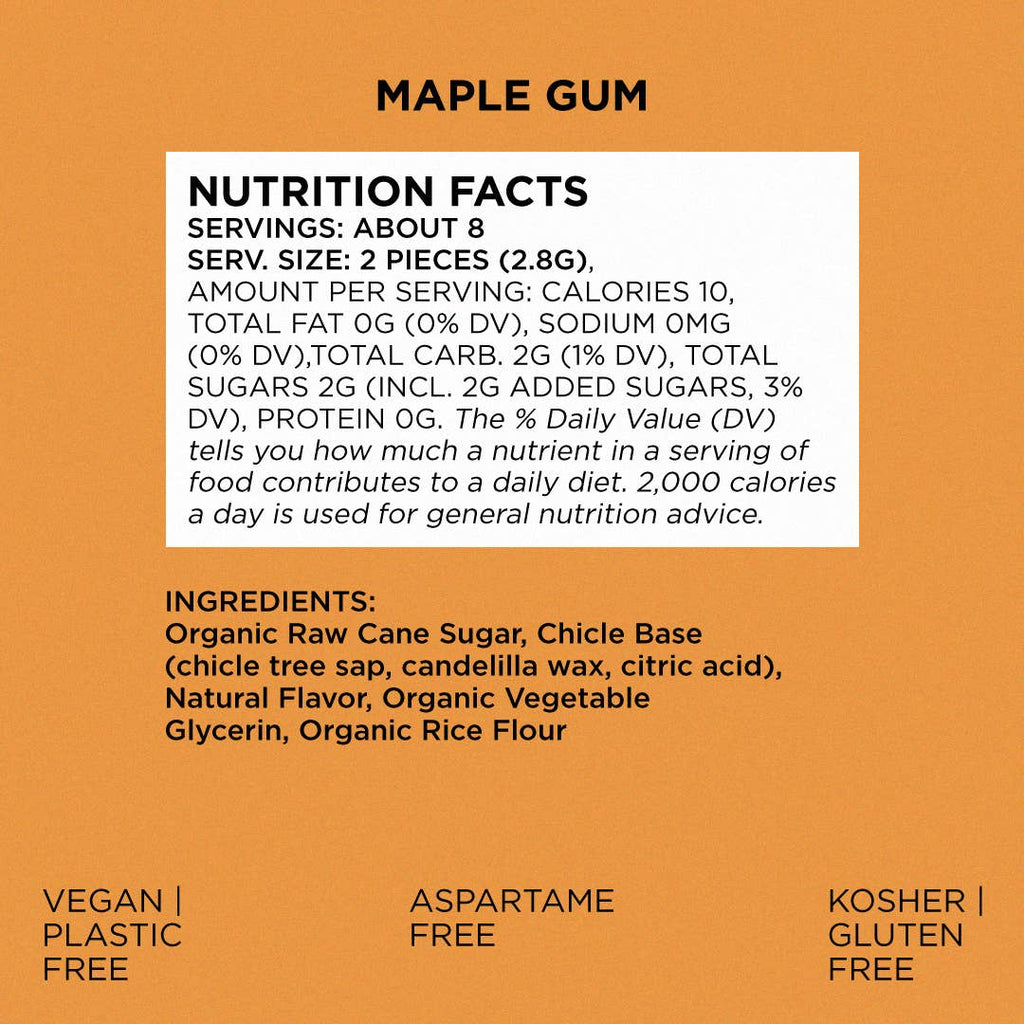 Maple Chewing Gum - Natural + Plastic-Free | 12 Pack