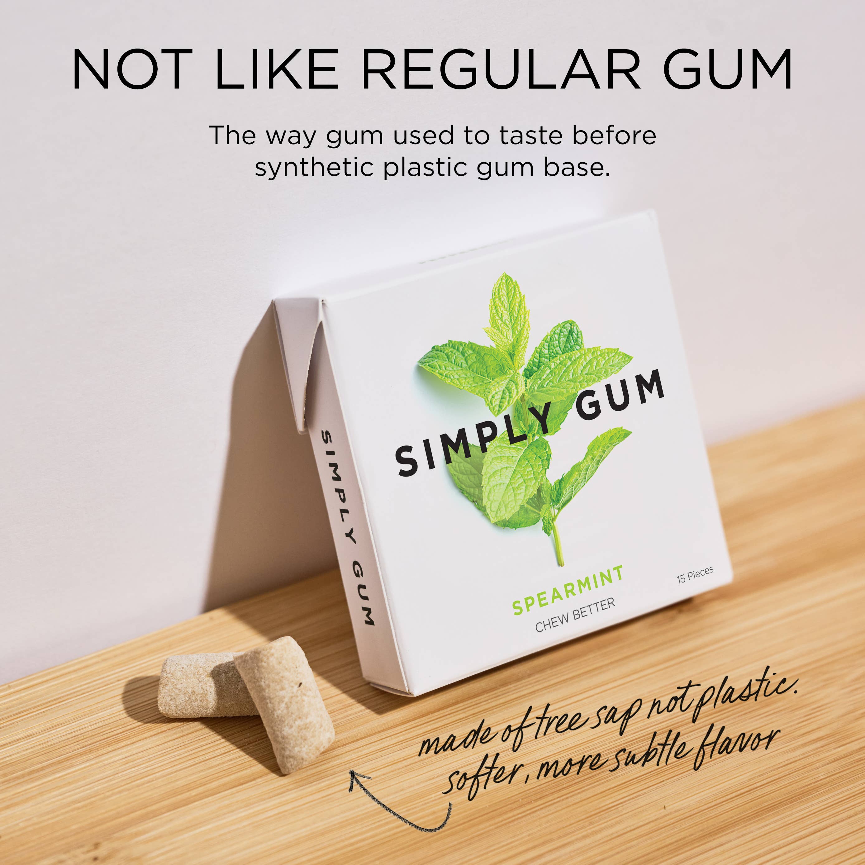 Spearmint Chewing Gum - Natural + Plastic-Free | 12 Pack