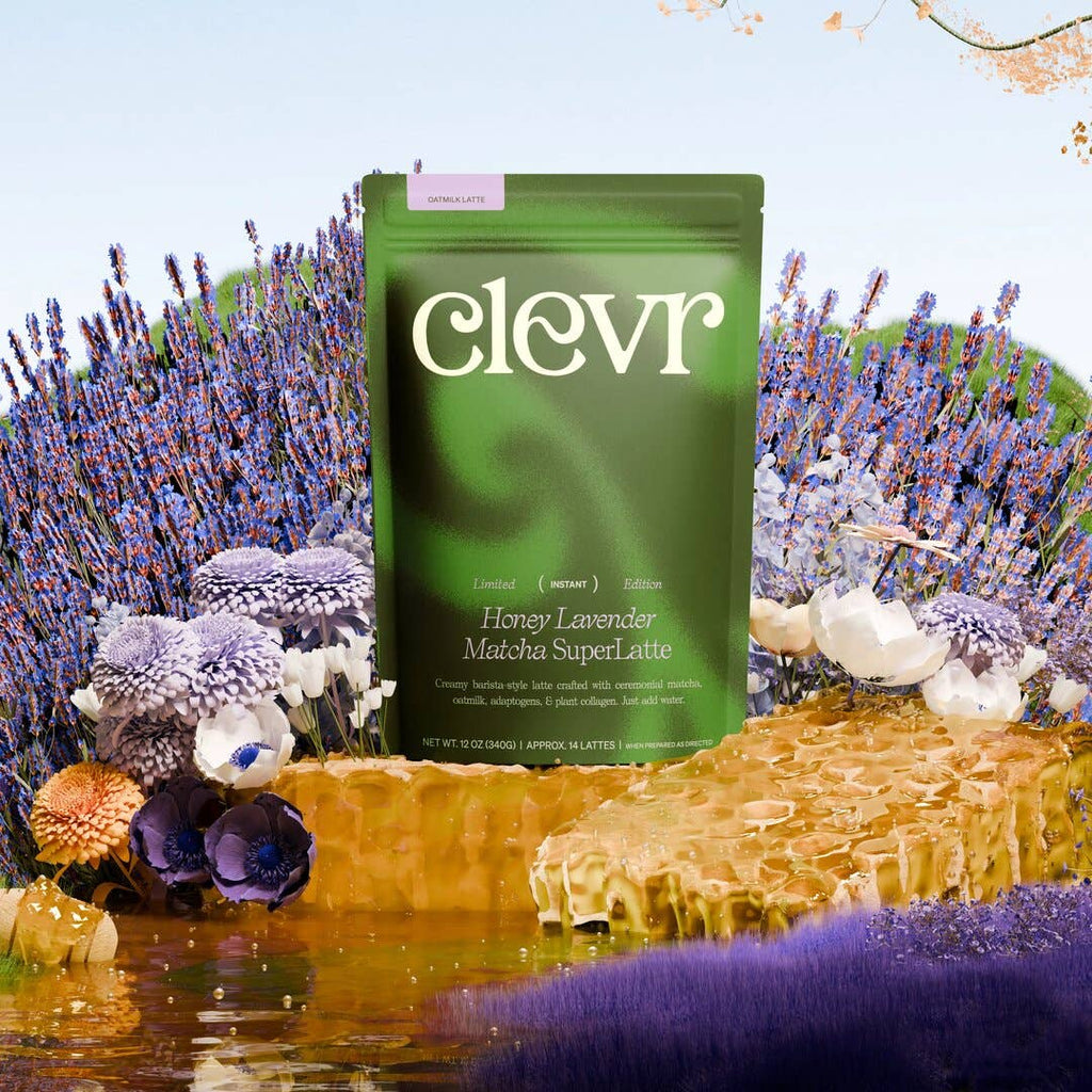 Honey Lavender Matcha SuperLatte (14 lattes) | Instant Ceremonial Grade, Superfood Powder Blend, Oat Milk, Lion Mane, Reishi Mushroom, Coconut Cream, Ashwagandha, Serve Hot or Iced