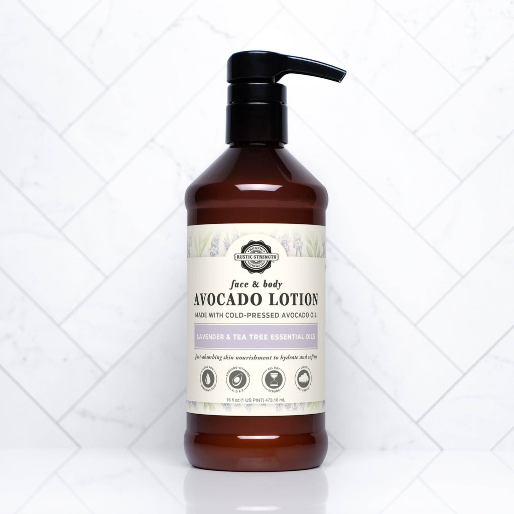 Avocado Lotion for Face & Body | 16 oz Bottles: Lavender & Tea Tree