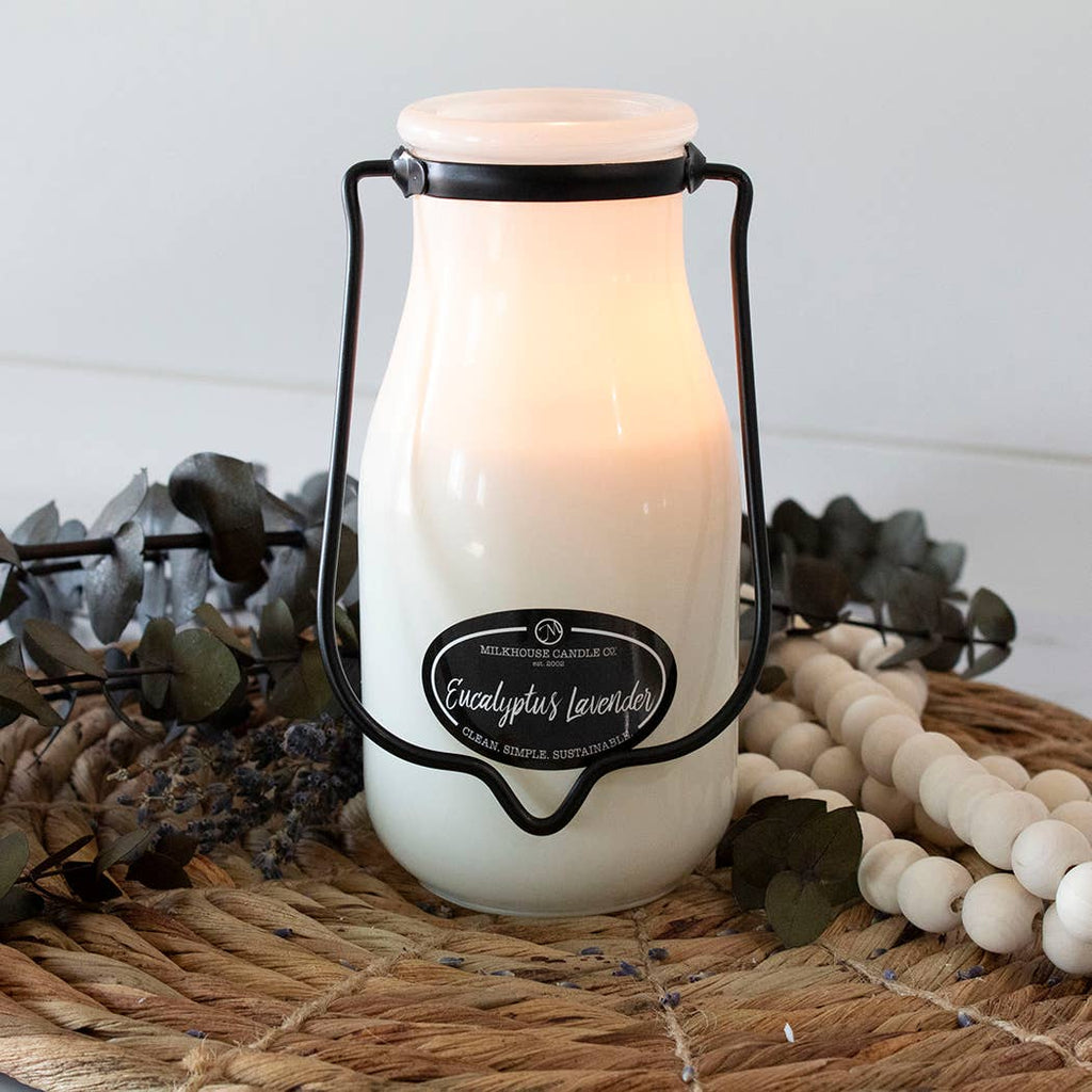 14 oz Milkbottle Candle: Eucalyptus Lavender