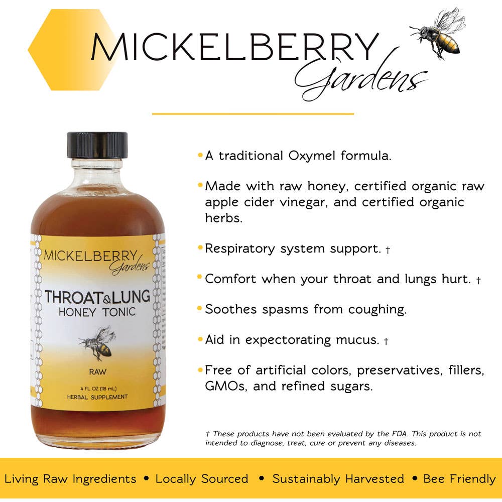 Throat and Lung Honey Tonic — nourish your sore throat: 8oz