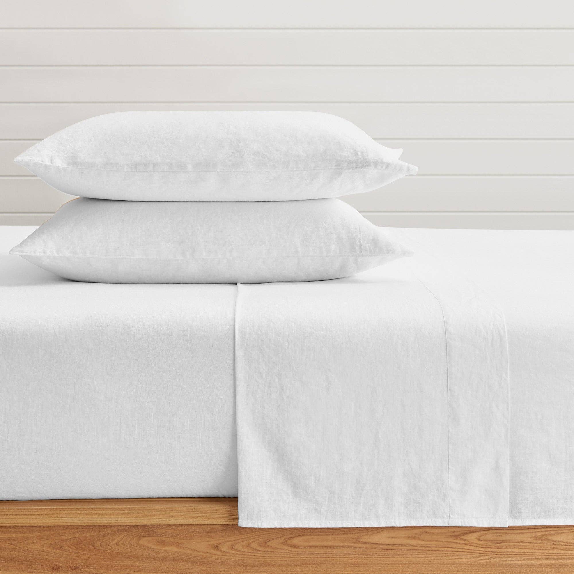 French Flax Washed Linen Sheet Set: White / Cal King