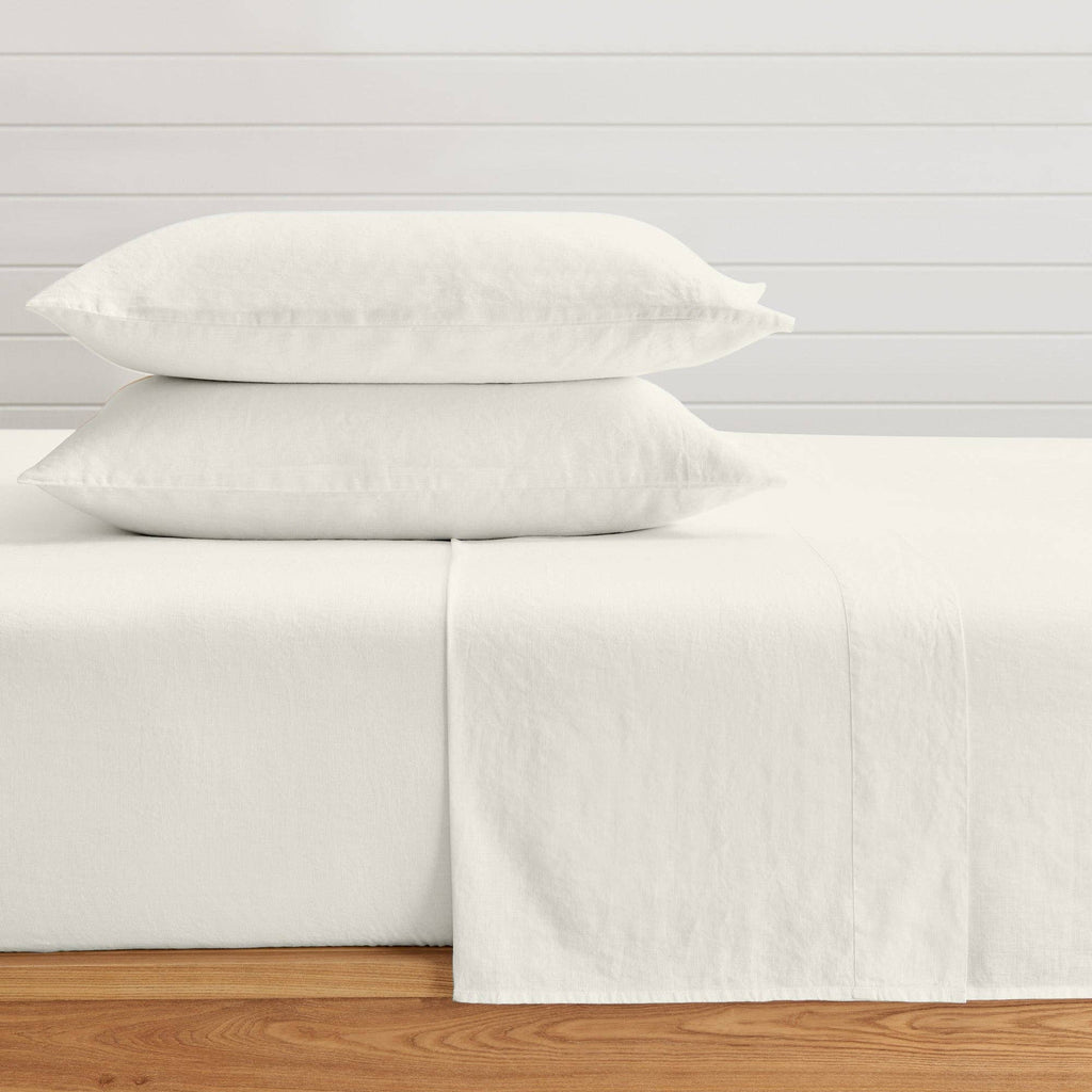 French Flax Washed Linen Sheet Set: White / Cal King